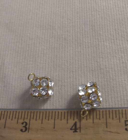 Pendant #ZDGA169 #Gold #Cube #Charm #Rhinestone #5pc