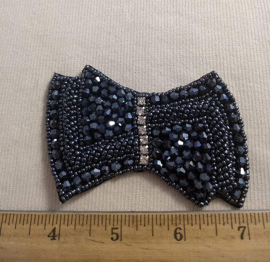 Trimming #Y0239 #Bow #Black #Rhinestone #Bead #1pc