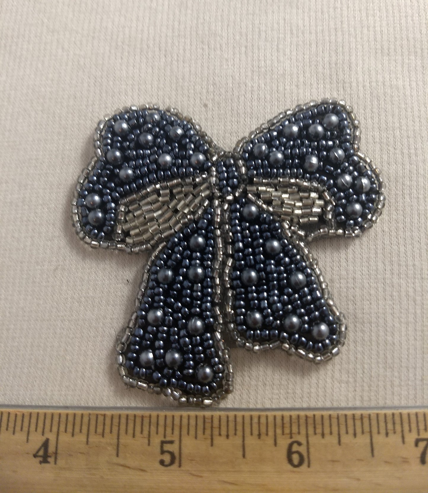 Applique #BJ712 #Grey #Bow #Sequin #Bead #1pc