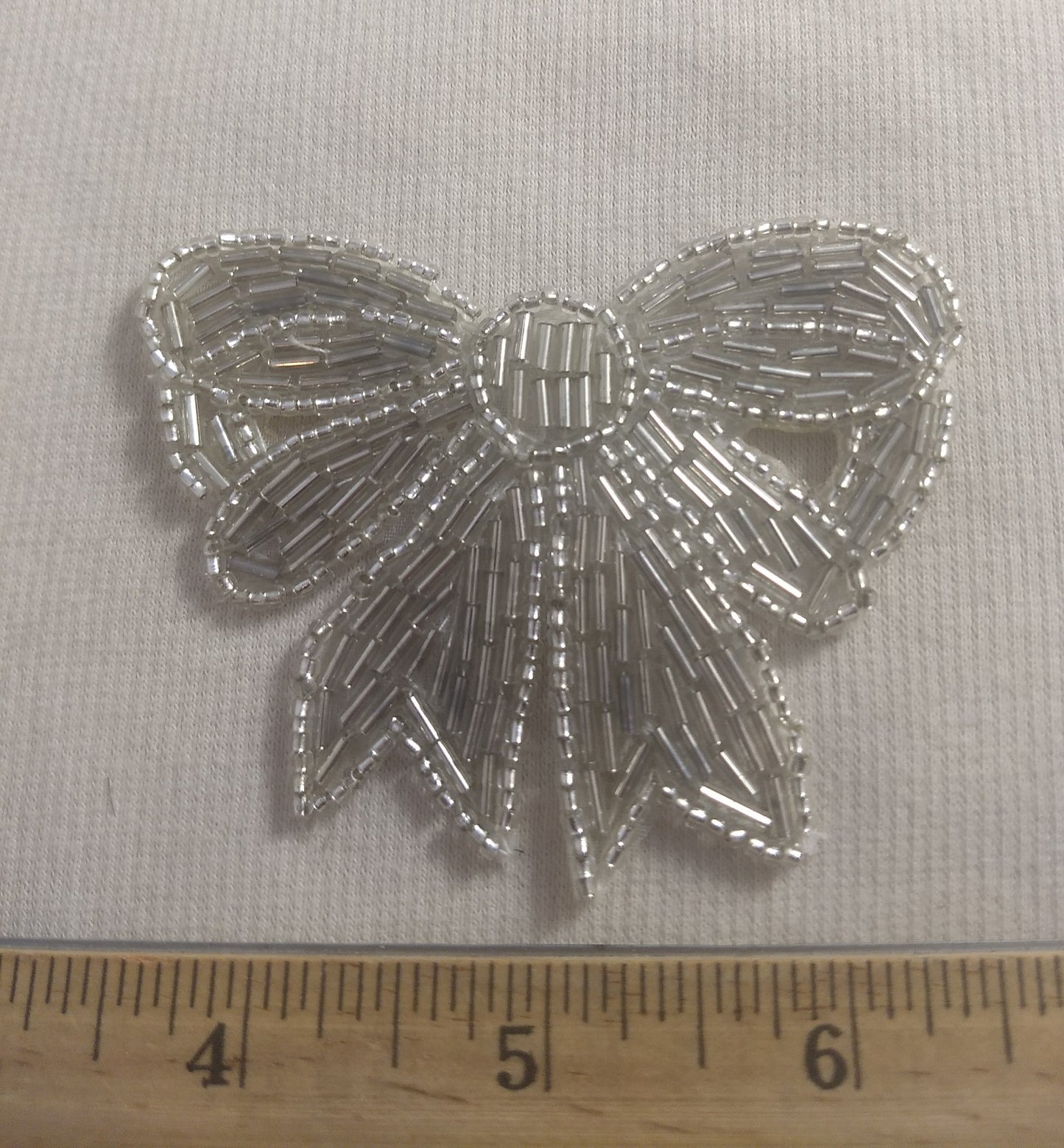 Applique #BJ709-2 #Silver #Bow #Sequin #Bead #1pc