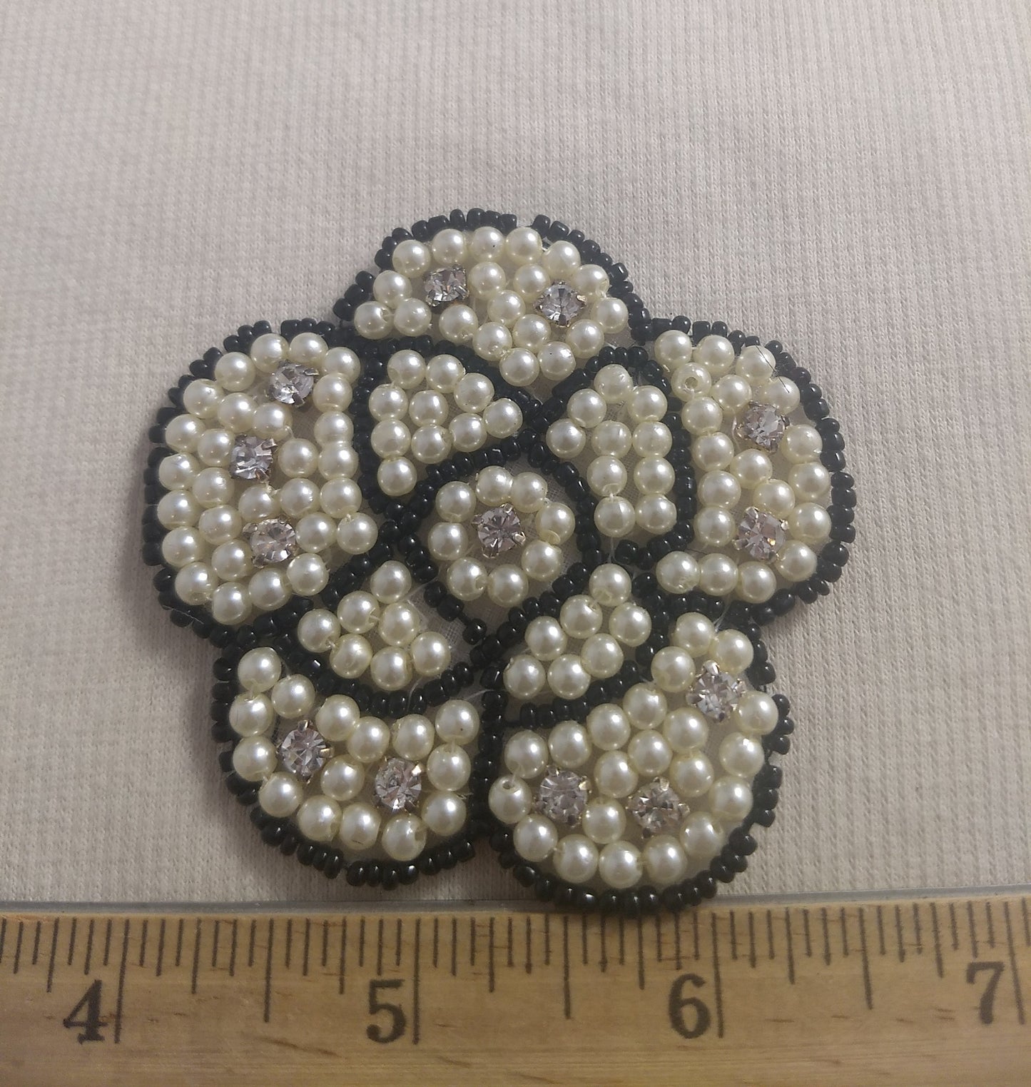 Applique #BJ750 #White #Flower #Rhinestone #Bead #1pc