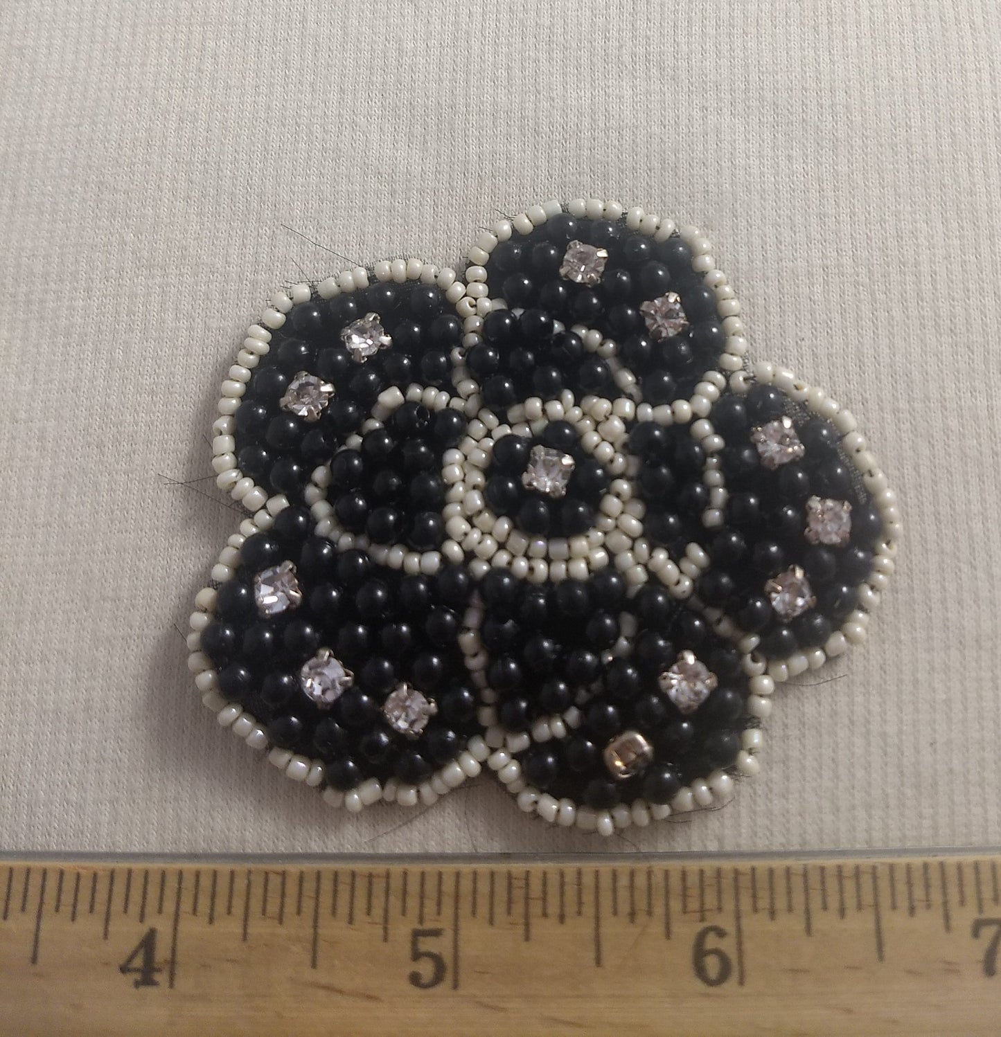 Applique #BJ750 #Black #Flower #Rhinestone #Bead #1pc