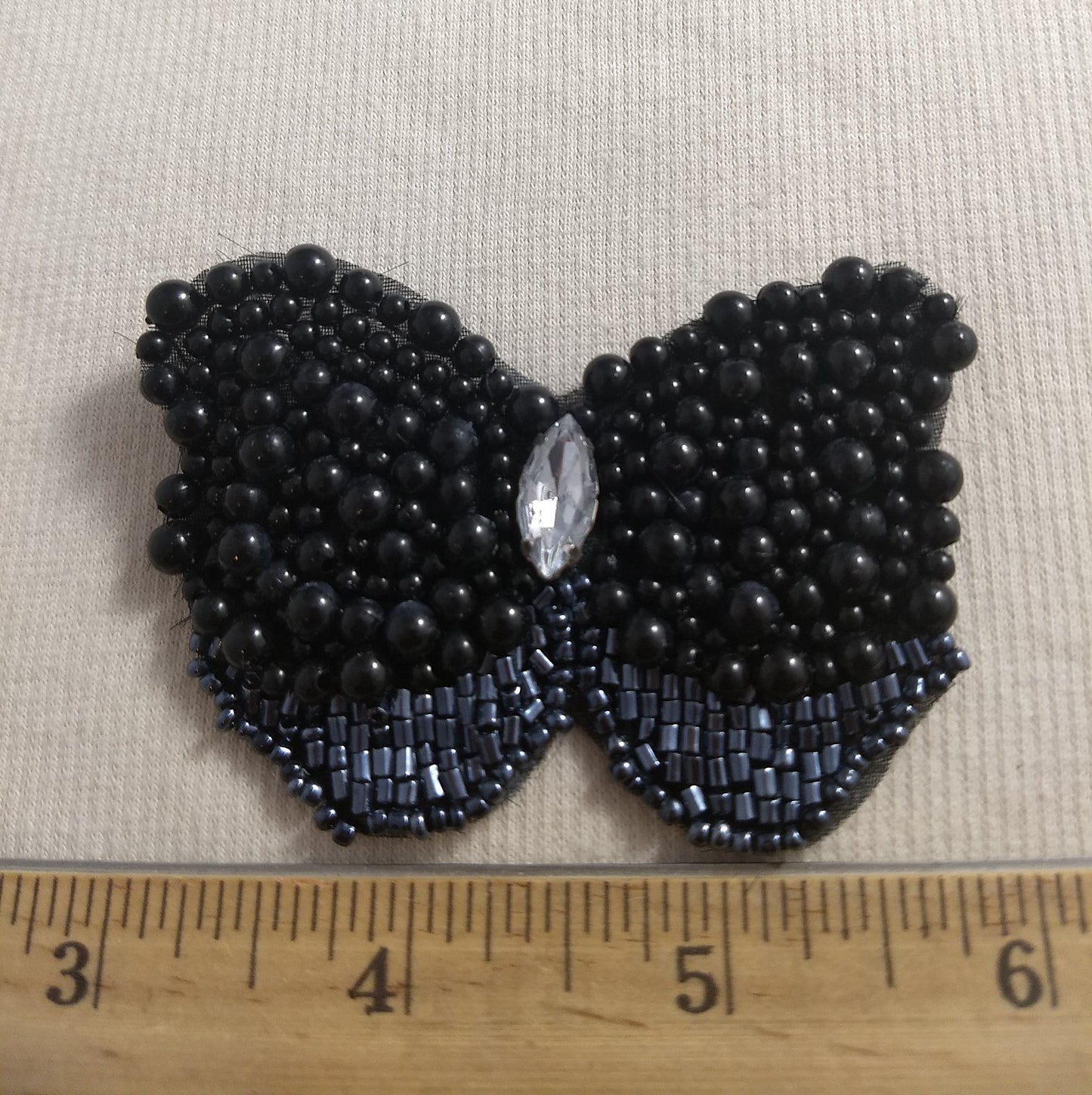 Applique #BJ749B #Black #Acrylic-Stone #Butterfly #Bead #Patch #1pc