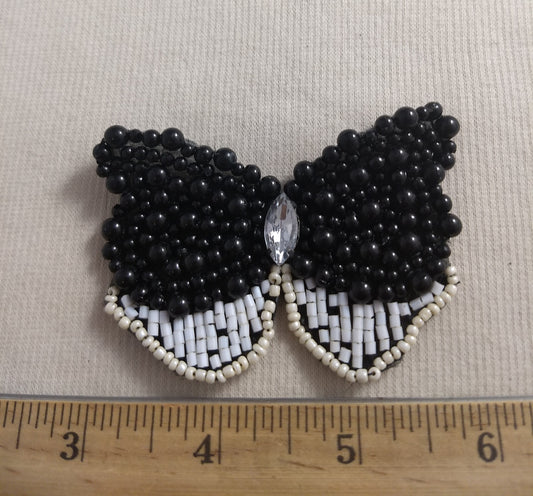 Applique #BJ749A #Black #Acrylic-Stone #Butterfly #Bead #1pc