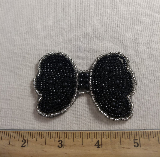 Applique #BJ713-1 #Black #Flower #Bead #1pc