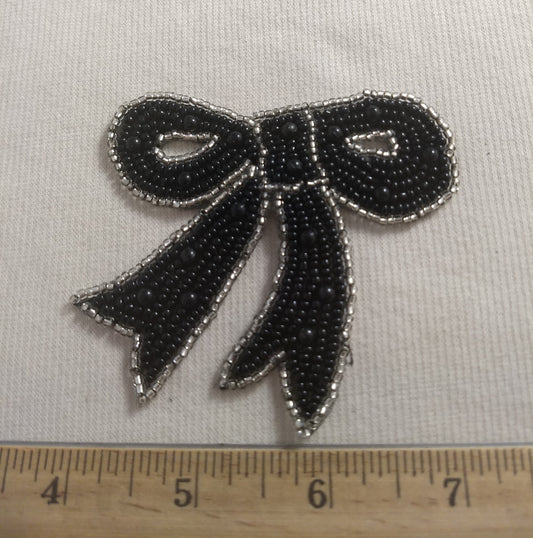 Applique #BJ710 #Black #Bow #Bead #1pc