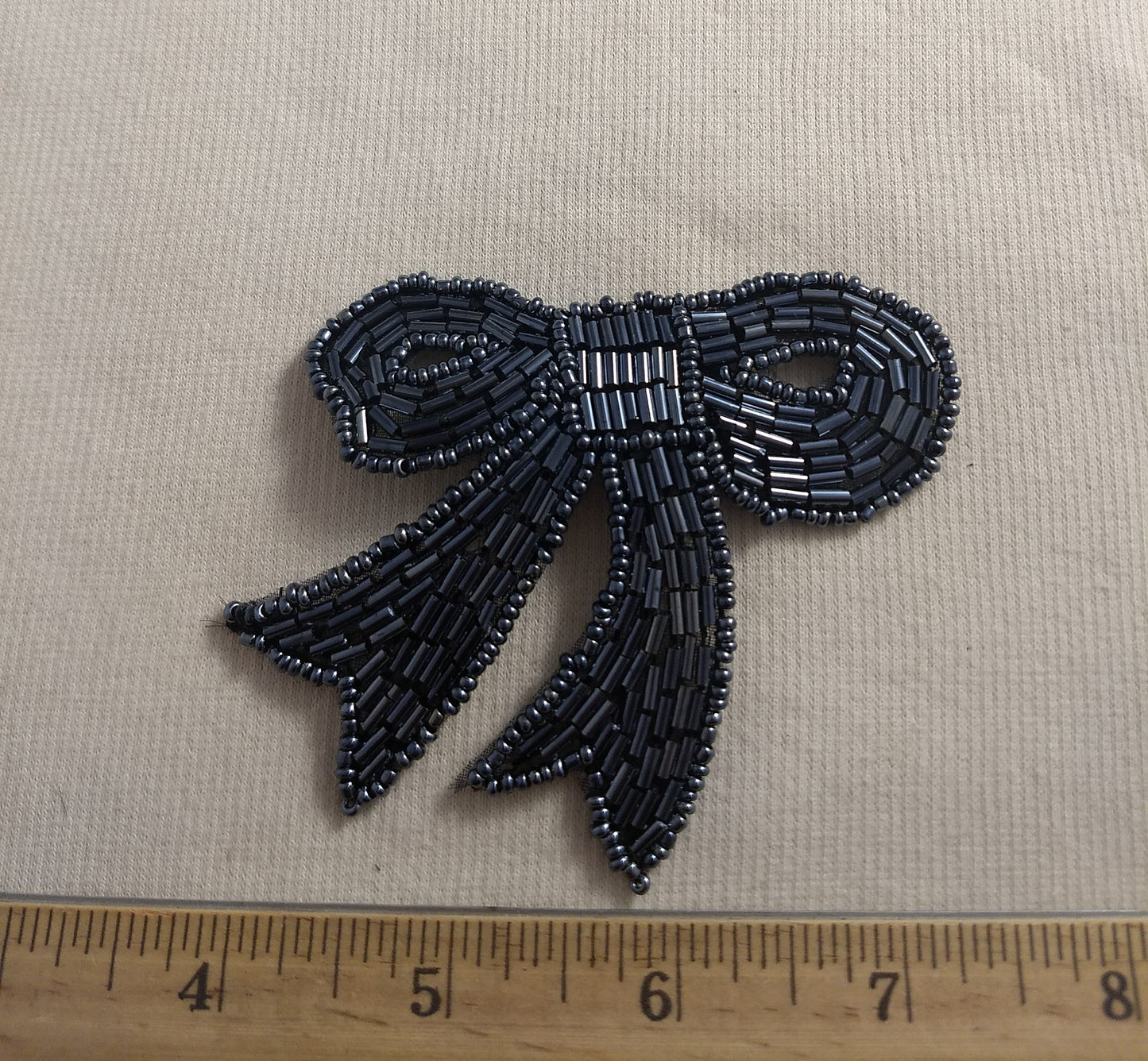 Applique #BJ714-1 #Grey #Sequin #Bow #Bead #Patch #1pc