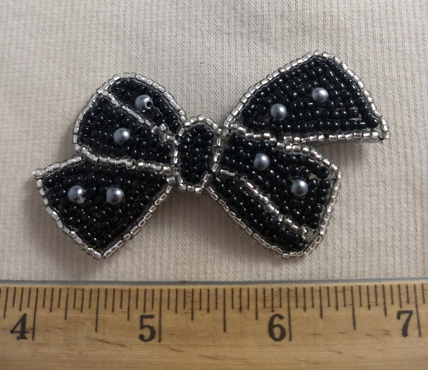 Applique #BJ3197 #Black #Bow #Bead #1pc