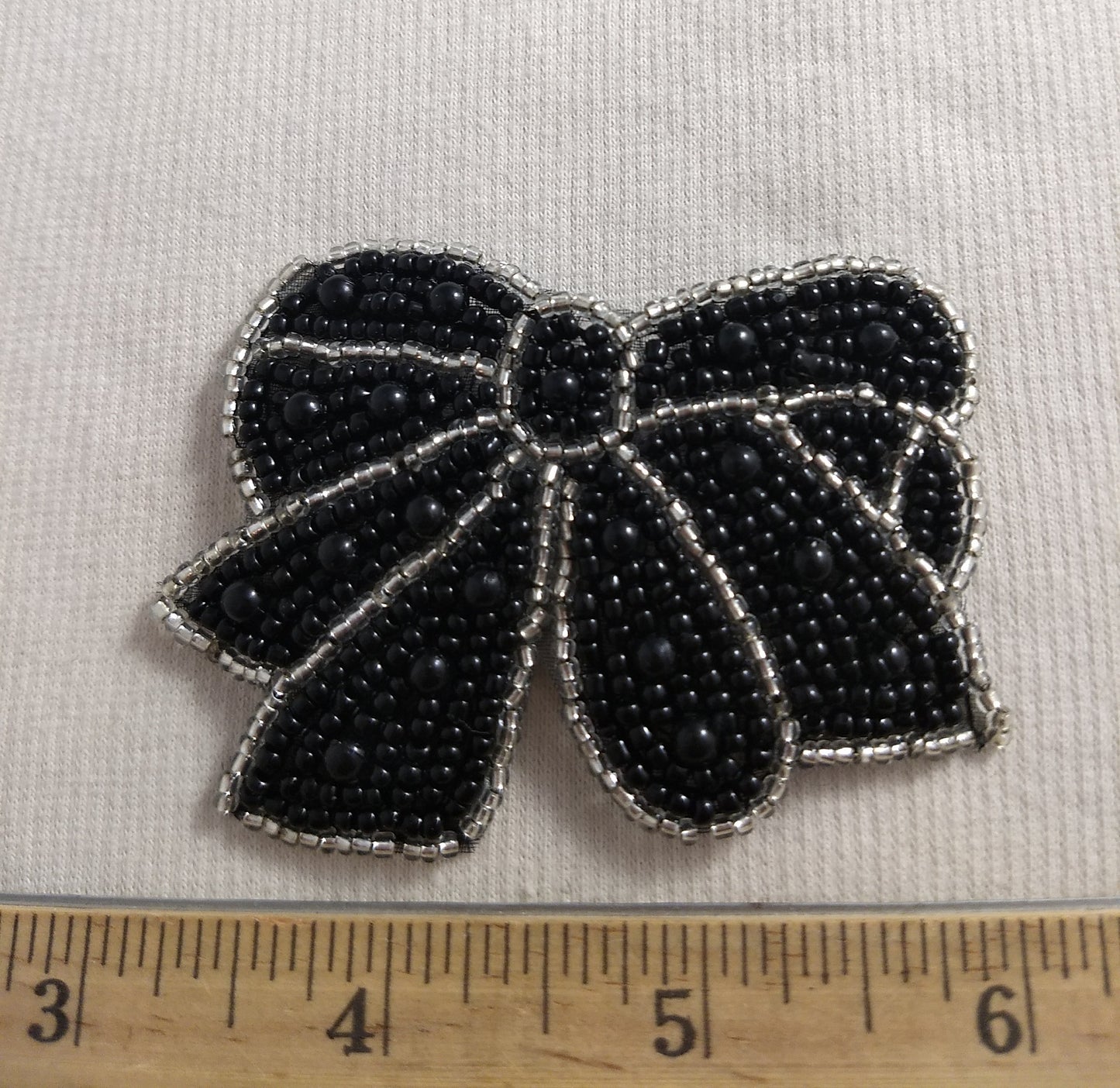 Applique #BJ714 #Black #Bow  #Bead #1pc