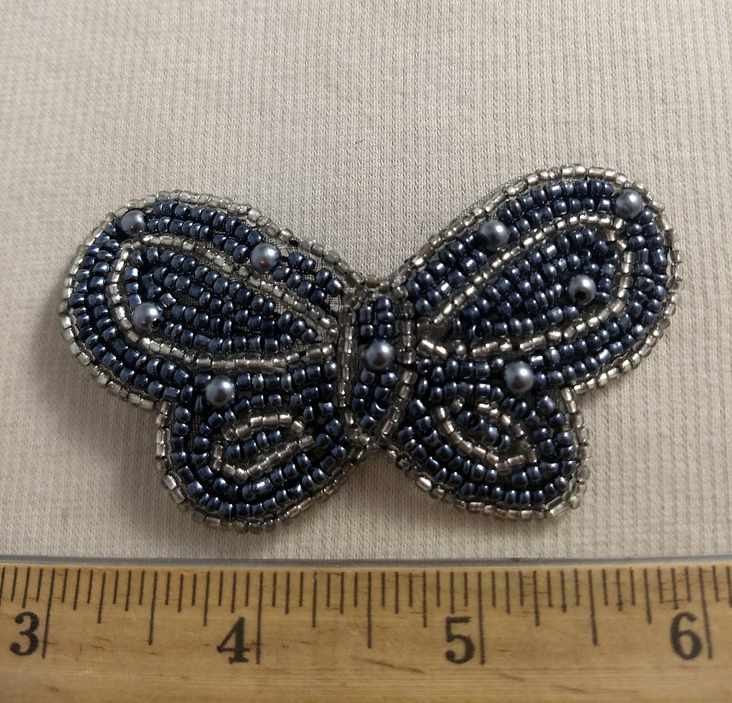 Applique #BJ716 #Grey #Butterfly #Bead #Patch #1pc