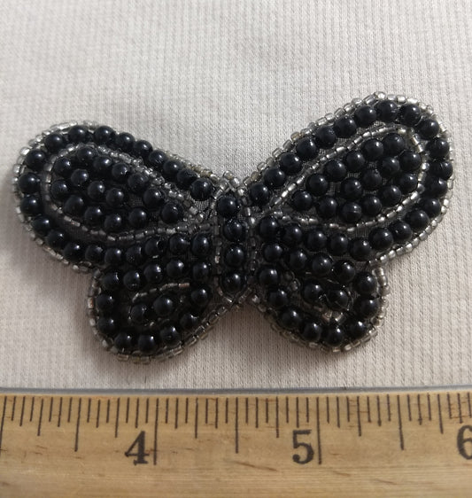 Applique BJ704 #Black #Butterfly #Bead #Patch #1pc