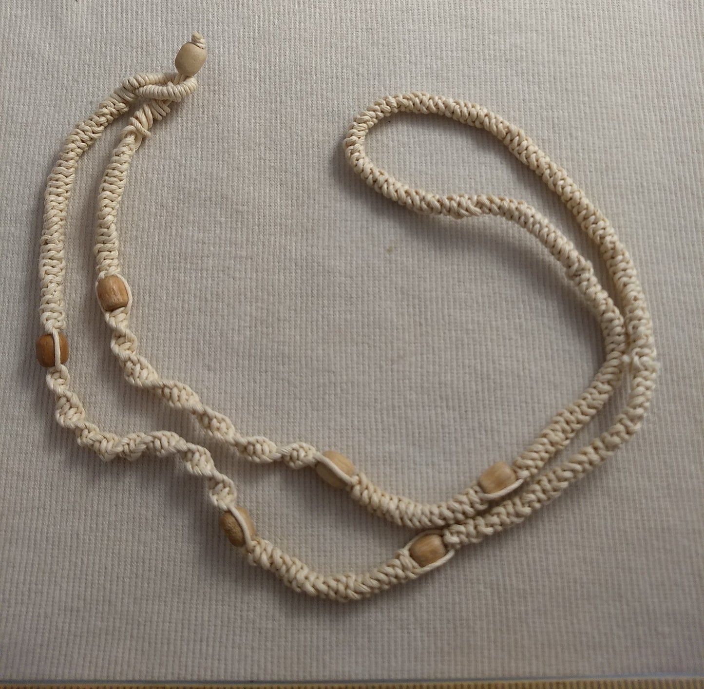 Necklace #MDE13MK #Cream #Crochet #Chain #Wood #Bead #1pc