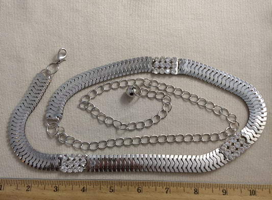 Belt #XYSP1009071 #Silver #Chain #Rhinestone #Aluminum #1pc