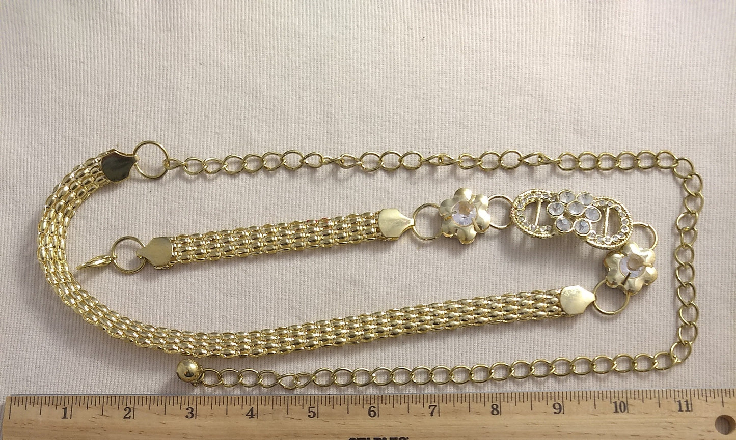 Belt #XYSP1009073 #Antique-Gold #Chain #Rhinestone #Aluminum #1pc