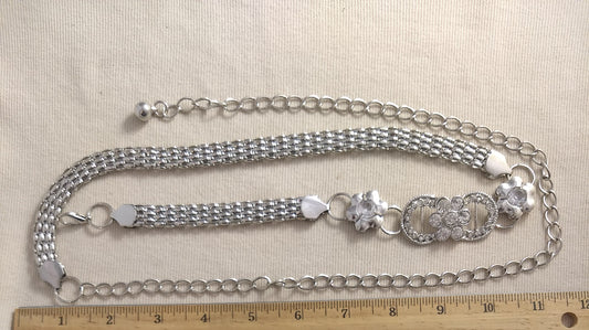 Belt #XYSP1009073 #Silver #Chain #Rhinestone #Aluminum #1pc