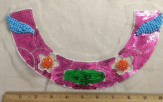 Applique #VJ1143 #Pink#Sequin #Flower #Bead #1pc