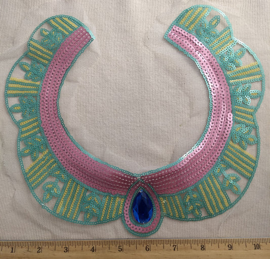 Applique #VJ1141-2 #Green #Yoke #Sequin #Acrylic-Stone #1pc