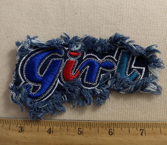 Applique #NFXH2272 #Blue #Girl #Embroidery #Patch #1pc