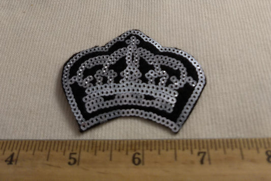 Applique #D1526 #Silver #Sequin #Crown #Patch #2pc