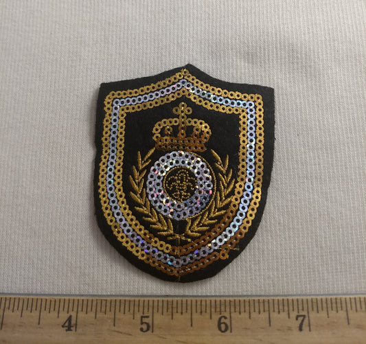 Applique #D1528 #Gold #Sequin #Crown #Patch #1pc