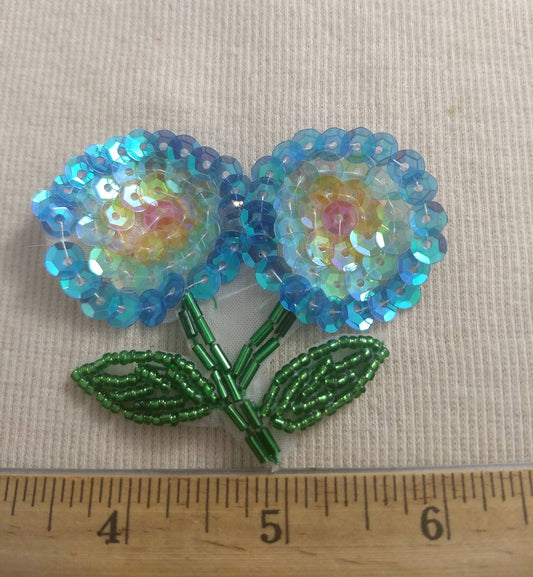 Applique #BLG080926-1 #Blue #Flower #Patch #1pc