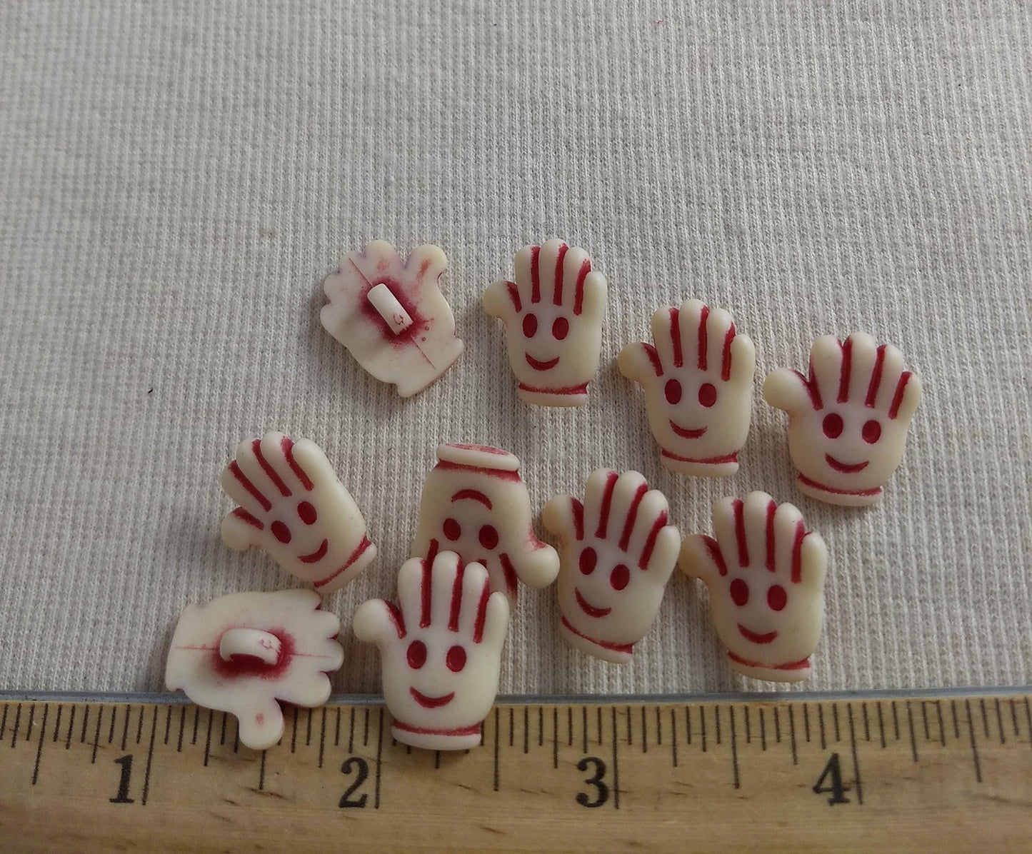 Button #Children #Shank #Red #Hand #Polyester #10pc