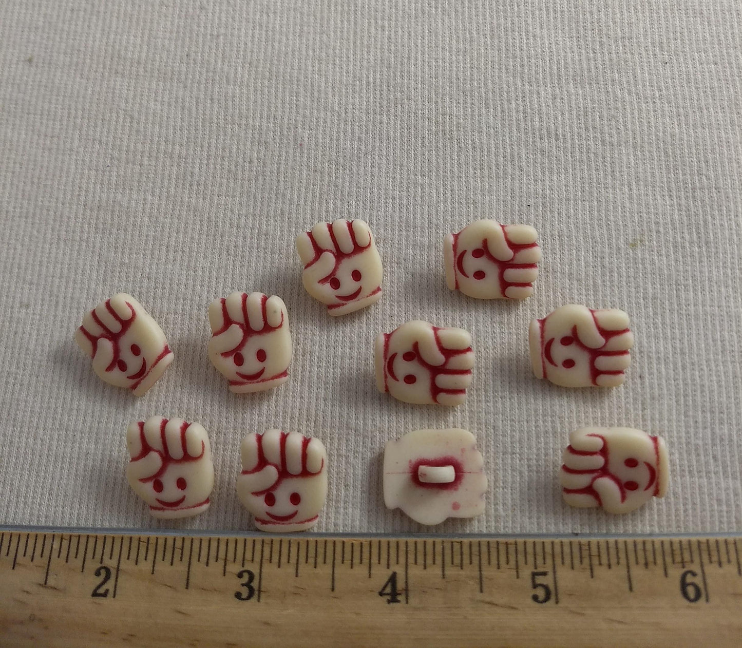 Button #Children #Shank #Red #Hand #Polyester #10pc