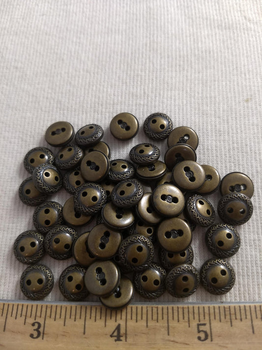 Button #S2053 #2 Hole #Antique-Gold #Rim #Abs #50pcs #1pkt