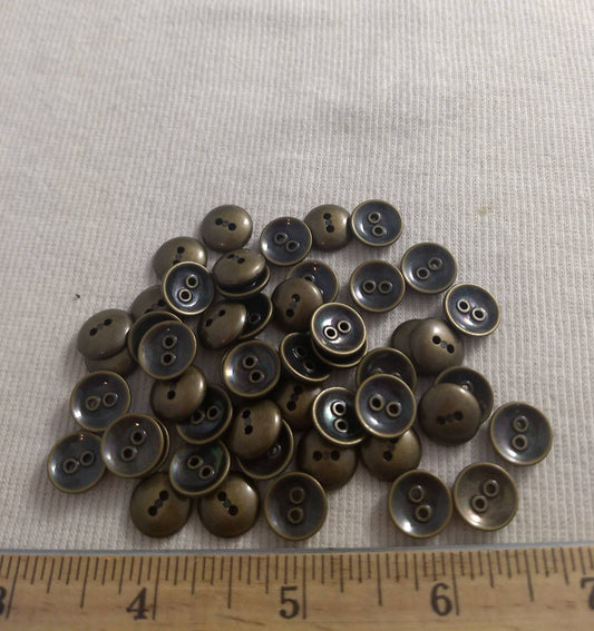 Button #S2050 #2 Hole #Antique-Gold #Rim #Abs #50pc #1pkt