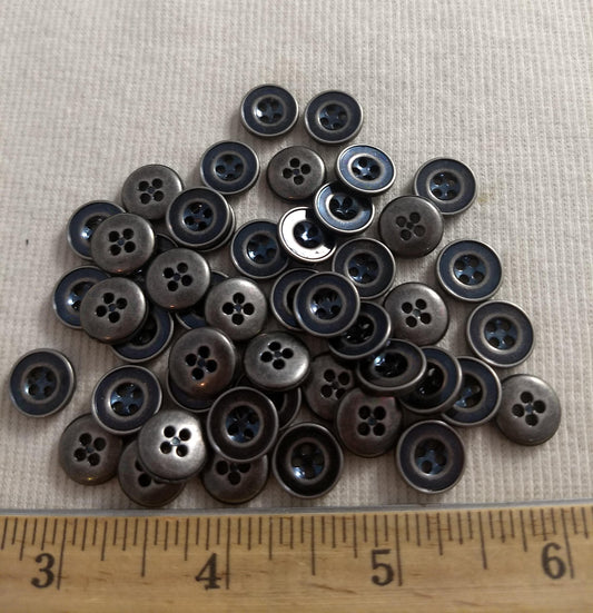 Button #S2051 #4-Hole #Antique-Silver #Rim #Abs #50pc #1pkt