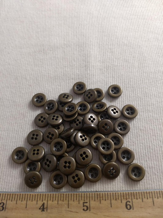 Button #S2010 #4 Hole #Antique-Gold #Rim #Abs #50pc #1pkt