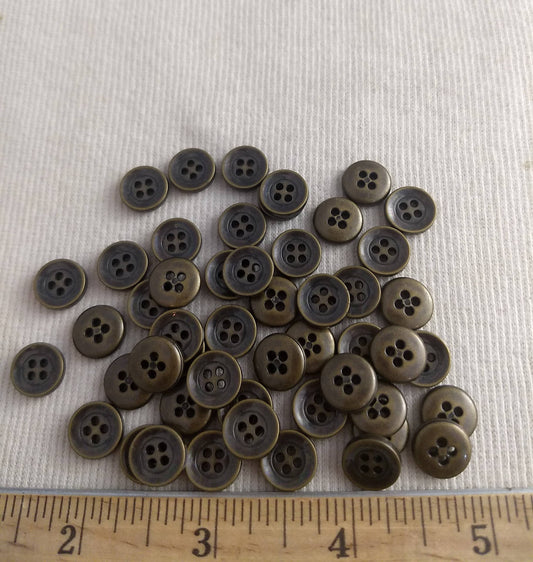 Button #S2036 #4-Hole #Antique-Gold #Rim #Abs #50pc #1pkt