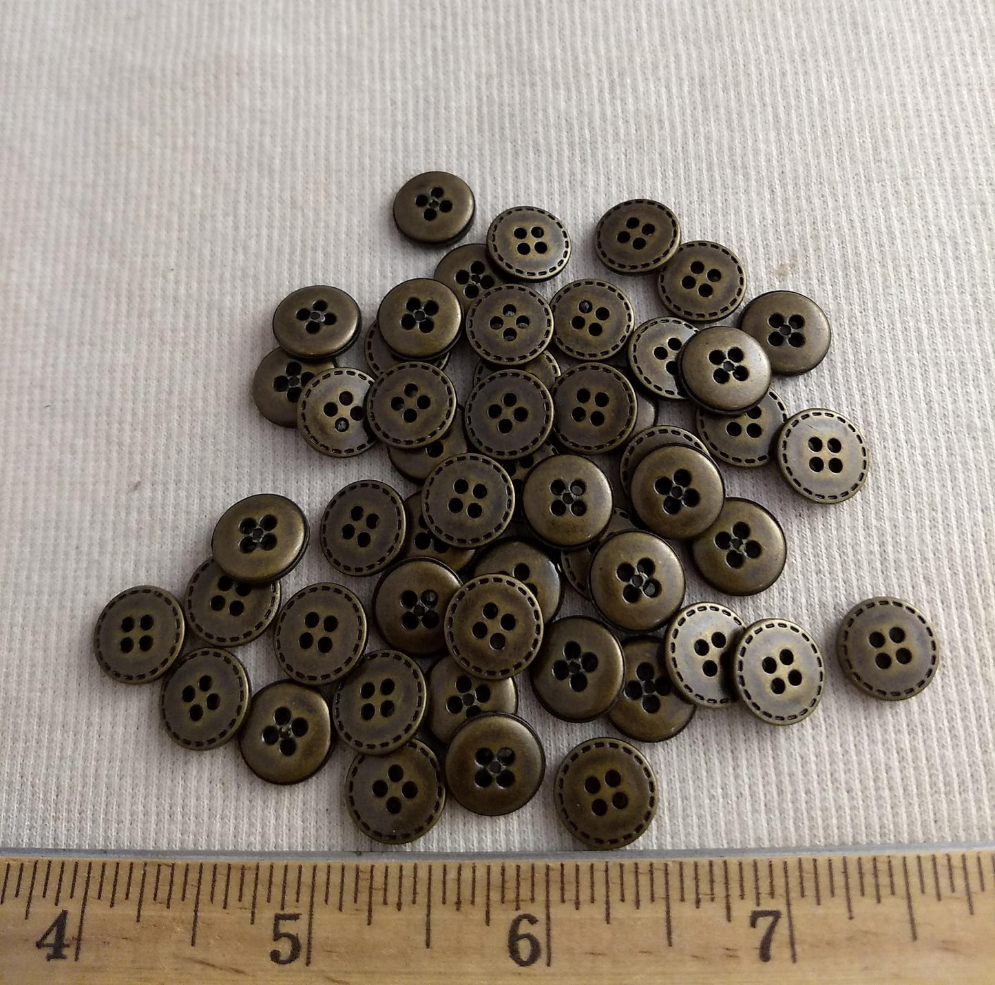 Button #S2060 #4 Hole #Antique-Gold #Rim #Abs #50pc #1pkt