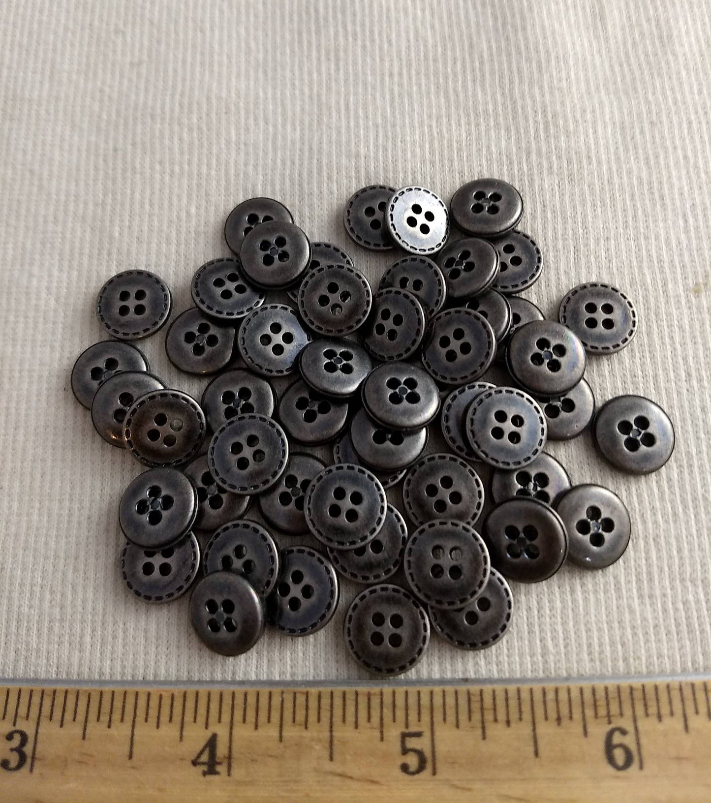 Button #S2060 #4 Hole #Antique-Silver #Rim #Abs #50pc #1pkt