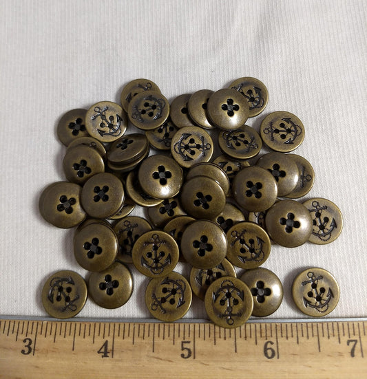 Button #S2012 #4 Hole #Antique-Gold #Rim #Abs #48pc #1pkt
