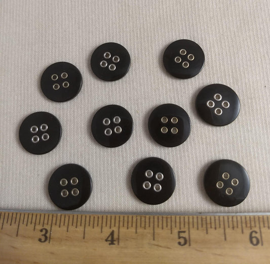 Button #1682 #4 Hole #Black #Polyester #10pc