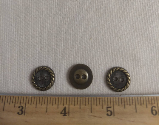 Button #1681 #2 Hole #Antique-Brass #Rim #Metal #10pc