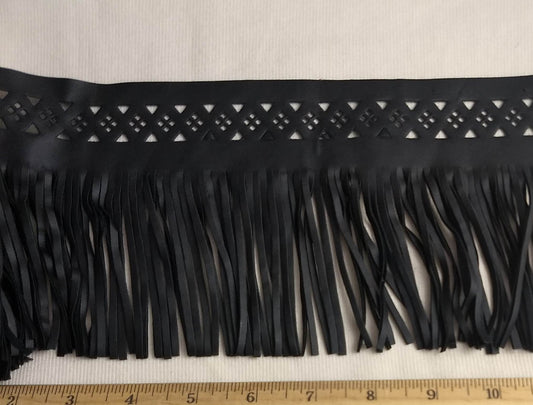 LEATHER #236 #Black #Patent #Fringe #1yd