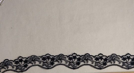 Ribbon #81408 #Black #Scalloped #Floral #Lace #1yd