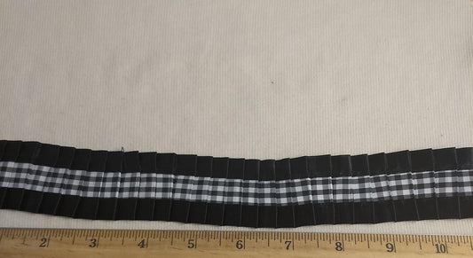 RIBBON #A300 #Black #Plaid #Pleated #1yd