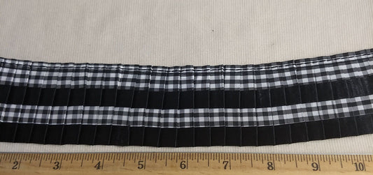 RIBBON #A293 #Black #Plaid #Pleated #1yd