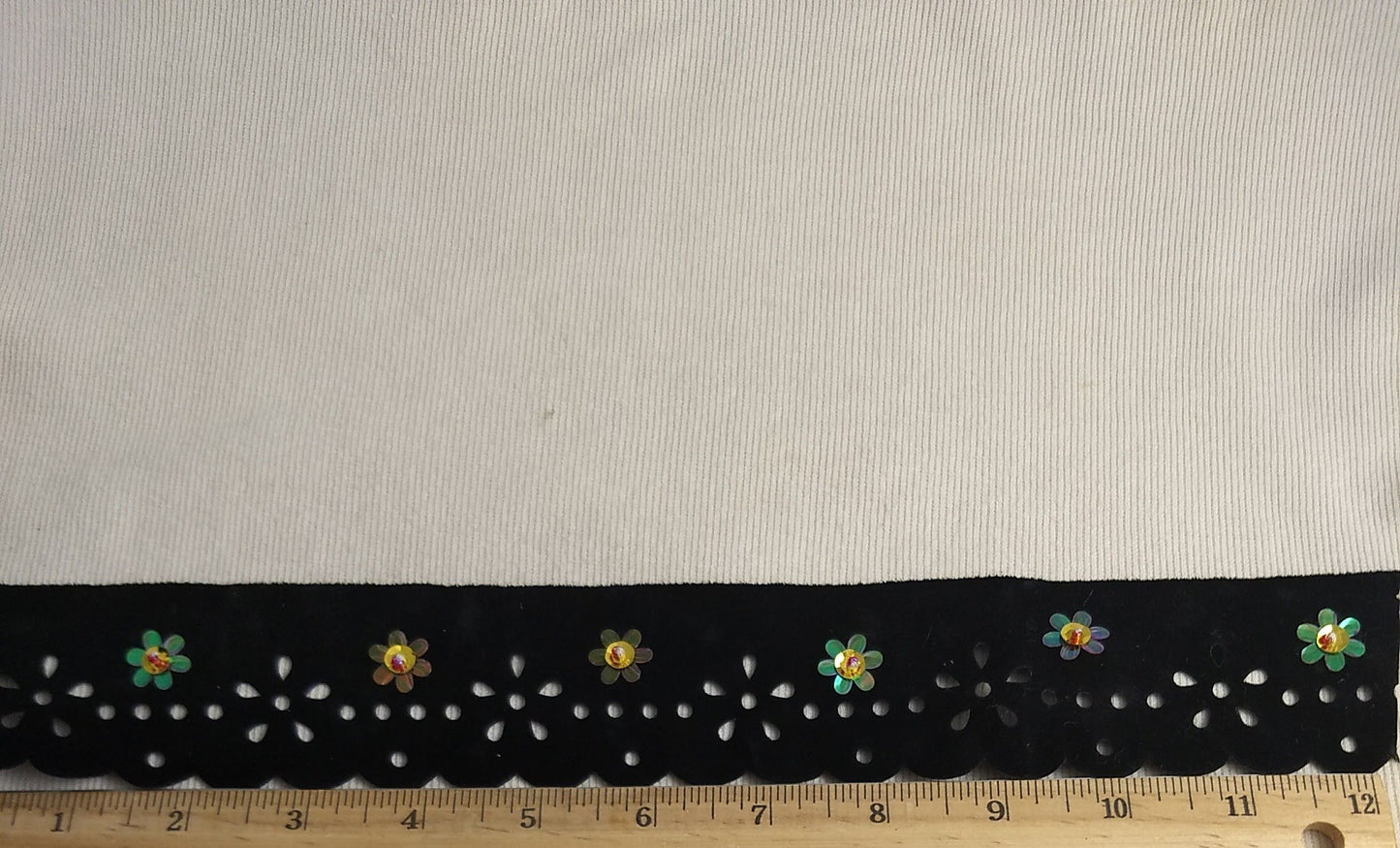 Ribbon #NX03 #Black #Flower #Scalloped #Suede #Lace #1yd