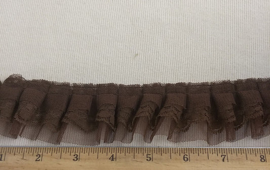 RIBBON TR113 #Brown #Mesh #Frilled #Pleated #2yd