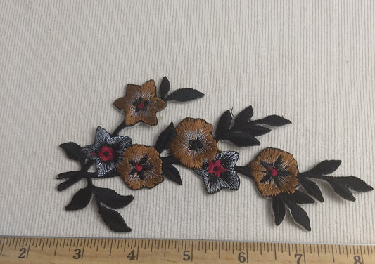 Applique #NFXH111Z #Brown #Iron On #Flower #Patch #2pc