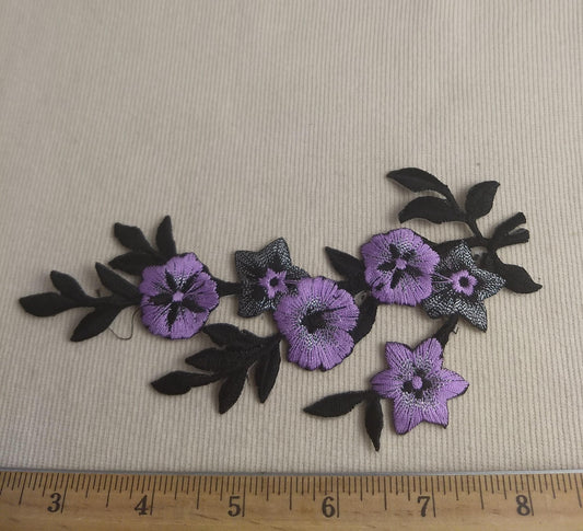 Applique #NFXH111Z #Purple #Iron On #Flower #Patch #2pc