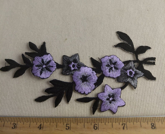 Applique #NFXH111Z #Purple #Iron On #Flower #Patch #2pc