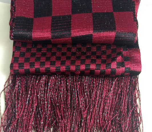 SCARF #YWWF090107M #Burgandy #Long #Rayon #Metalic #Fringe #1pc