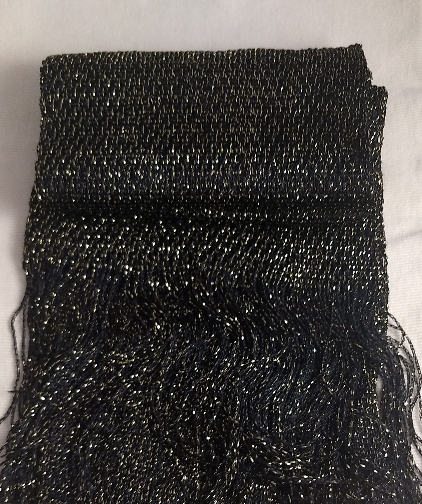 SCARF #B75035 #Black #Long #Diamond #Rayon #Metalic #Fringe #1pc