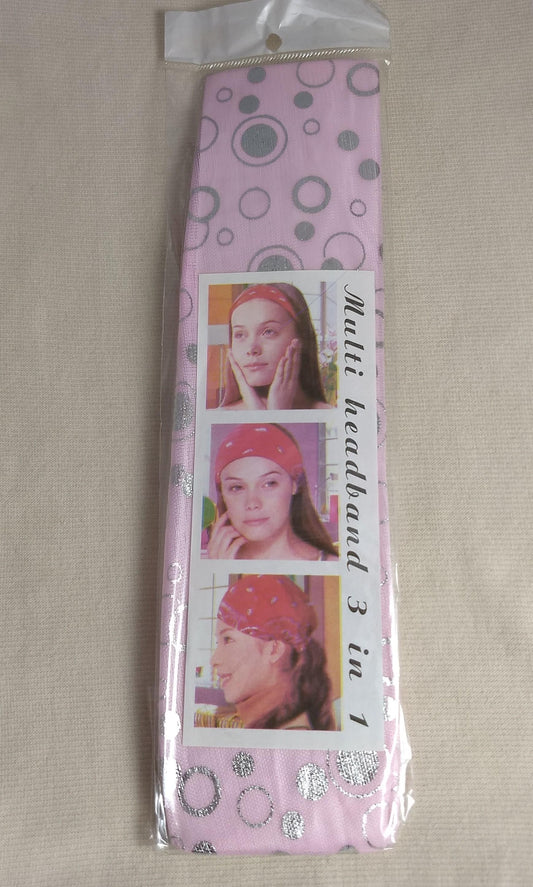 HEADBAND #YWWJ090107D #Pink #Elastic #Circle #3 in 1 #Printed #Silk #1pc