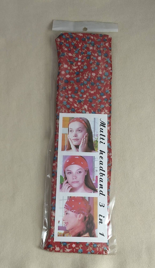 HEADBAND #YWFD131031-6 #Red #Floral #Elastic Fabric #1pc